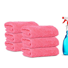 Kuber Industries Cleaning Towel 900 Gsm | Reusable & Water Absorbent Towels For Cleaning Glass, Kitchens, Bathrooms - Pack Of 6 (Pink)