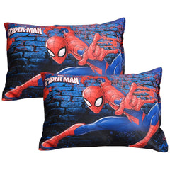 Cotton Marvel Spider Man Print Pillow For Kids, Ideal For Boys & Girls, Blue - 12x18 Inches | Super Soft Pillow Filler For Sleeping & Traveling | Suitable For All Sleepers - 2 Pcs