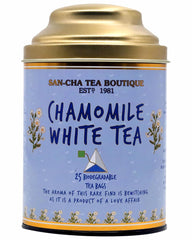 San-Cha Chamomile White Tea - 25gm, 0.8 Ounce, 25 Pyramid Tea Bags | Hand Plucked & Hand Rolled - Low Caffeine, Richest In Antioxidants
