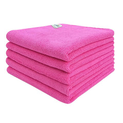 Softspun Microfiber Cleaning Cloths Towel 300 Gsm | Thick Lint & Streak-Free Multipurpose Cloths Automotive Microfibre Towels For Car, Bike Cleaning Polishing Washing Pack Of 5 (Pink)