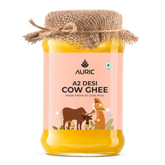 Pure A2 Desi Cow Ghee By Auric | Healthy & Delicious Desi Ghee For Daily Pooja & Daily Kitchen Dishes Good For Laddus | (1 Litr) 33.8 Ounce | Jar Pack