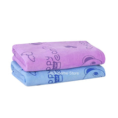 Jbg Home Store Kids Bath Towel 500 Gsm | Premium Microfiber Quick Drying Towels For Babies, Cartoon Print Wash Dry Cloth Towel (Purple & Blue Bear) - 2 Pcs
