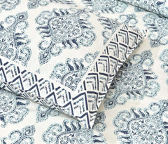 100% Cotton Jaipuri Bedsheet For King Size (90 X 103 Inches, Cream & Blue) With 2 Pillow Covers | Perfect For Everyday Use, Guest Rooms, Or Gifting On Special Occasions