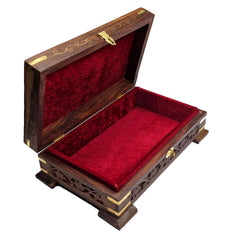 Exquisitely Hand Brass - Filled Wooden Om Box For Good Luck 10 X 6 Inches, Pedestal, Colour - Brown, Material - Seasoned & Dry Rosewood