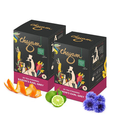 Chayam Baron's Earl Grey Tea - Pack Of 2 X 20 Pyramid Tea Bags | Citrusy Orange Peel & Blue Corn Flower - Make Hot Or Iced Tea | Low Caffeine, Antioxidant Rich