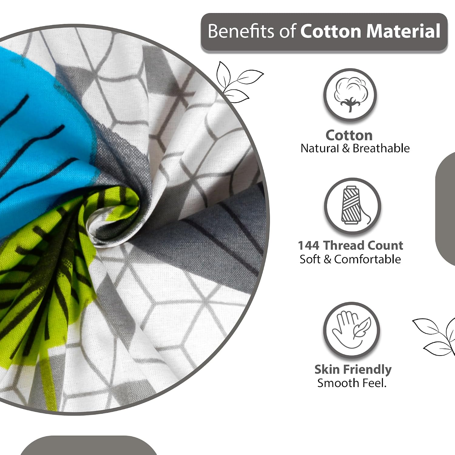 100% Cotton Single Bedsheet With 1 Matching Pillow Covers - 57 X 87 Inches, Multicolor | All Weather Comfort & Bedroom - Softness & Natural Breathability