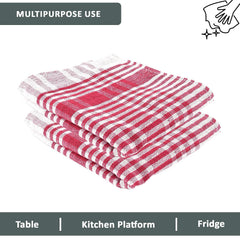 Kuber Industries Cotton Kitchen Towel 450 Gsm | Fridge, Table, Kitchen Platform Cleaning & Roti Napkins - Pink (12 Piece)