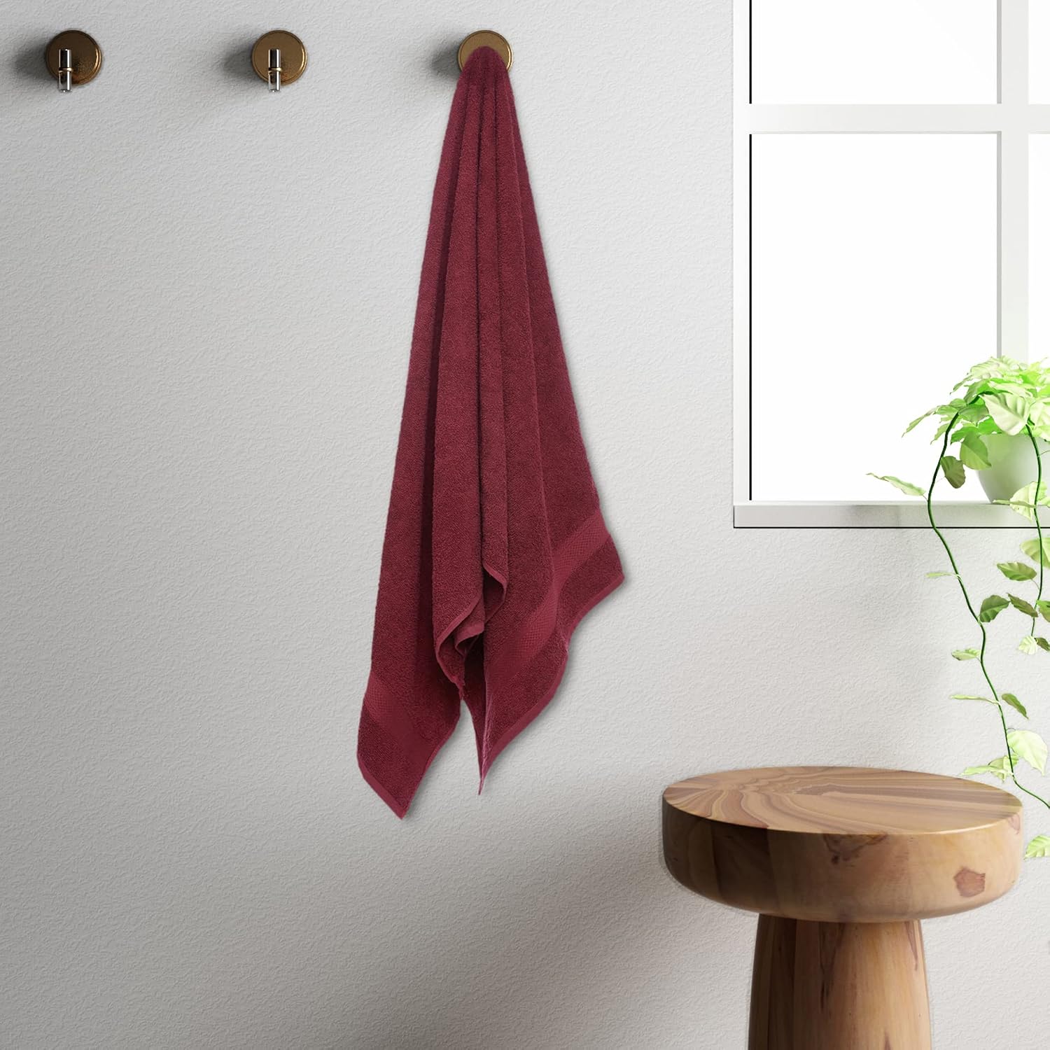 Spaces 100% Cotton Bath Towel 500 Gsm | Ultra Absorbency Easy Care Light Weight Cotton Bath Towels (Maroon)