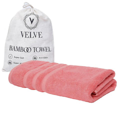 Velve Bamboo 100% Bamboo Bath Towel 600 Gsm | Ultra Soft, Super Absorbent, Antibacterial Bath Towel For Men & Women (Pink)