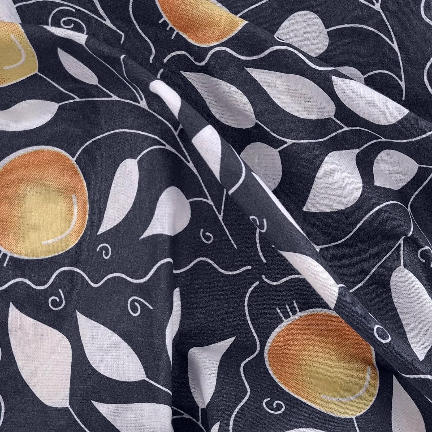 100% Cotton Single Bedsheet With 1 Matching Pillow Covers - 57 X 87 Inches, Navy & Orange | All Weather Comfort & Bedroom - Softness & Natural Breathability