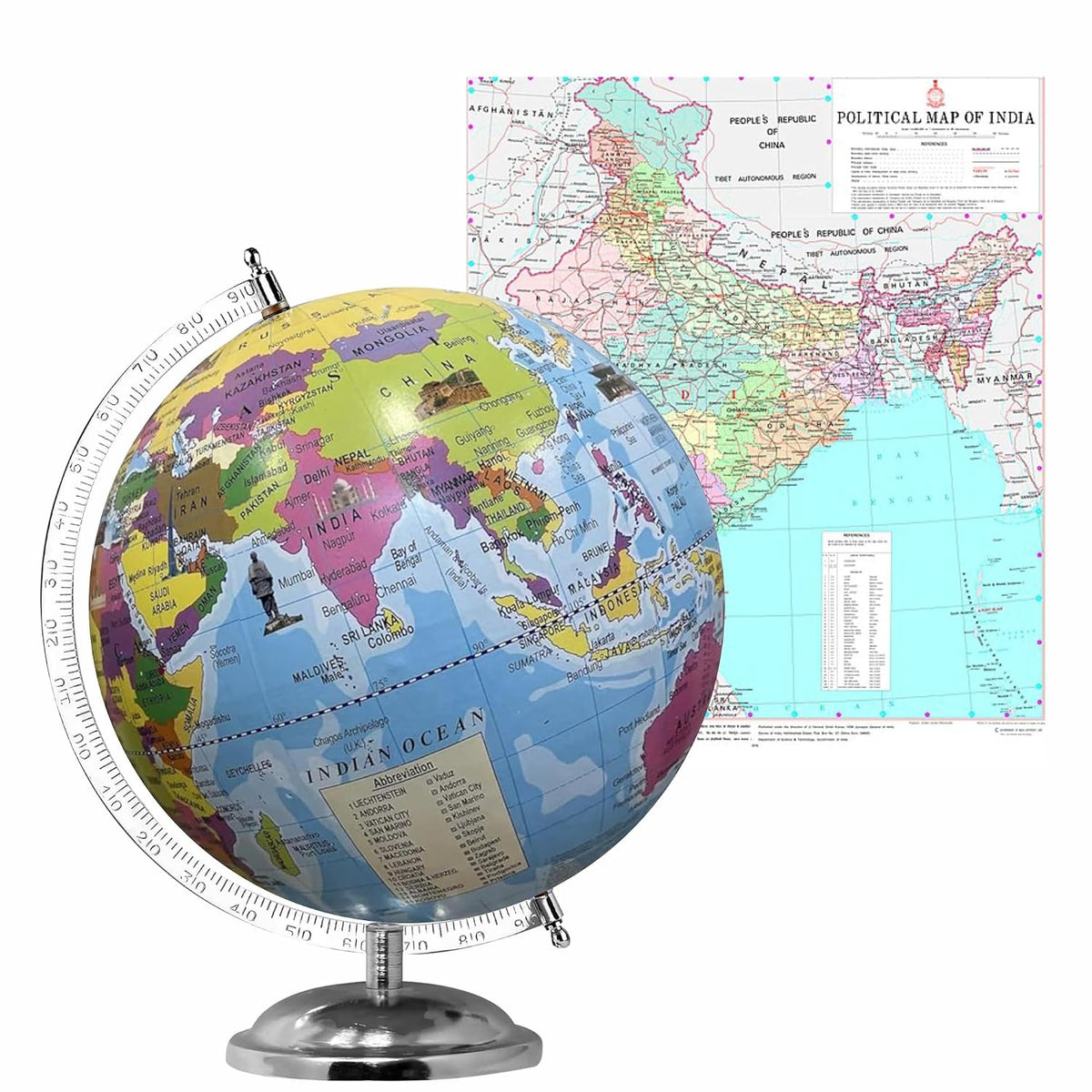 Educational Learning World Globe With 2 Set Of Charts (70 X 100 Cm) World Globe For UPSC Aspirants Kids Students & Geography Knowledge, Office Gift, Pack Of