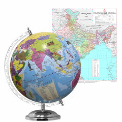 Educational Learning World Globe With 2 Set Of Charts (70 X 100 Cm) World Globe For UPSC Aspirants Kids Students & Geography Knowledge, Office Gift, Pack Of