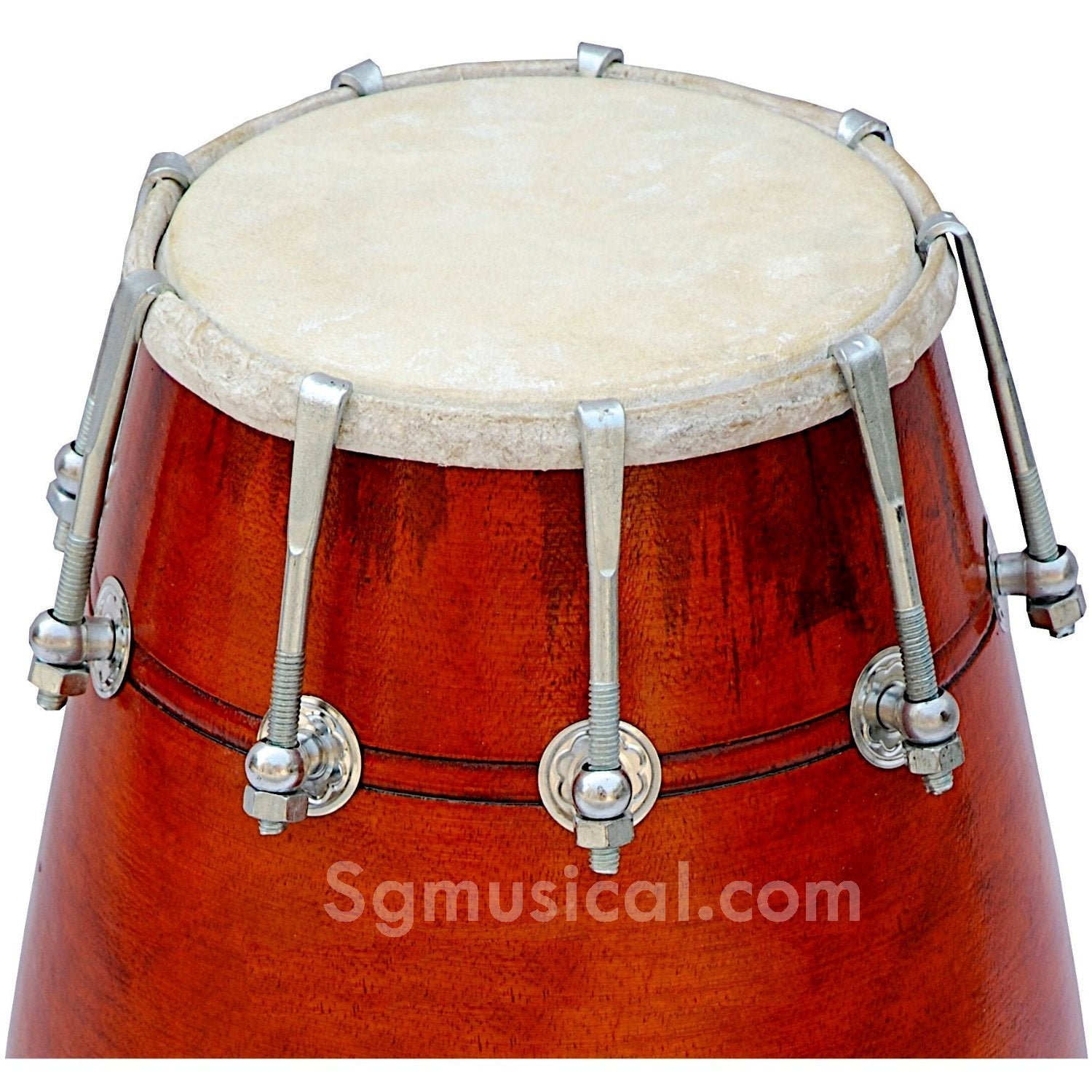 Mango Wood Bolt Tuned Dholak For Bhajan Wedding Party - Brown | Perfectly Symmetric Round Dholak - Dholak For Festival, Wedding, Satsang | Very Easy To Tune, Best Toy For Kids