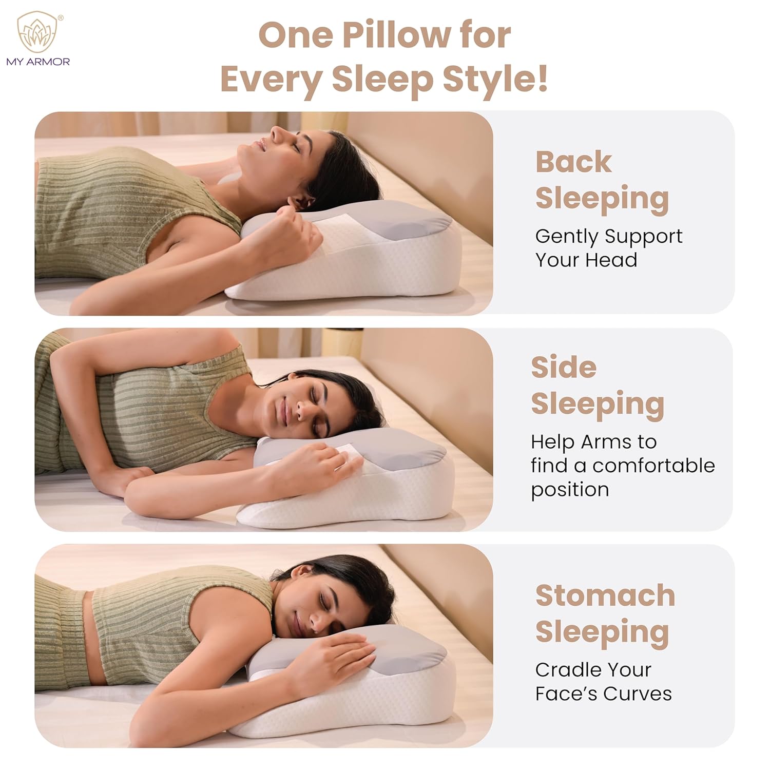 Cervical Butterfly Pillow, Orthopedic Memory Foam For Neck & Shoulder Pain | Dual Height Support, Ergonomic Contour Design | Side Sleeper Pillow With Arm Rest - Pack Of 1