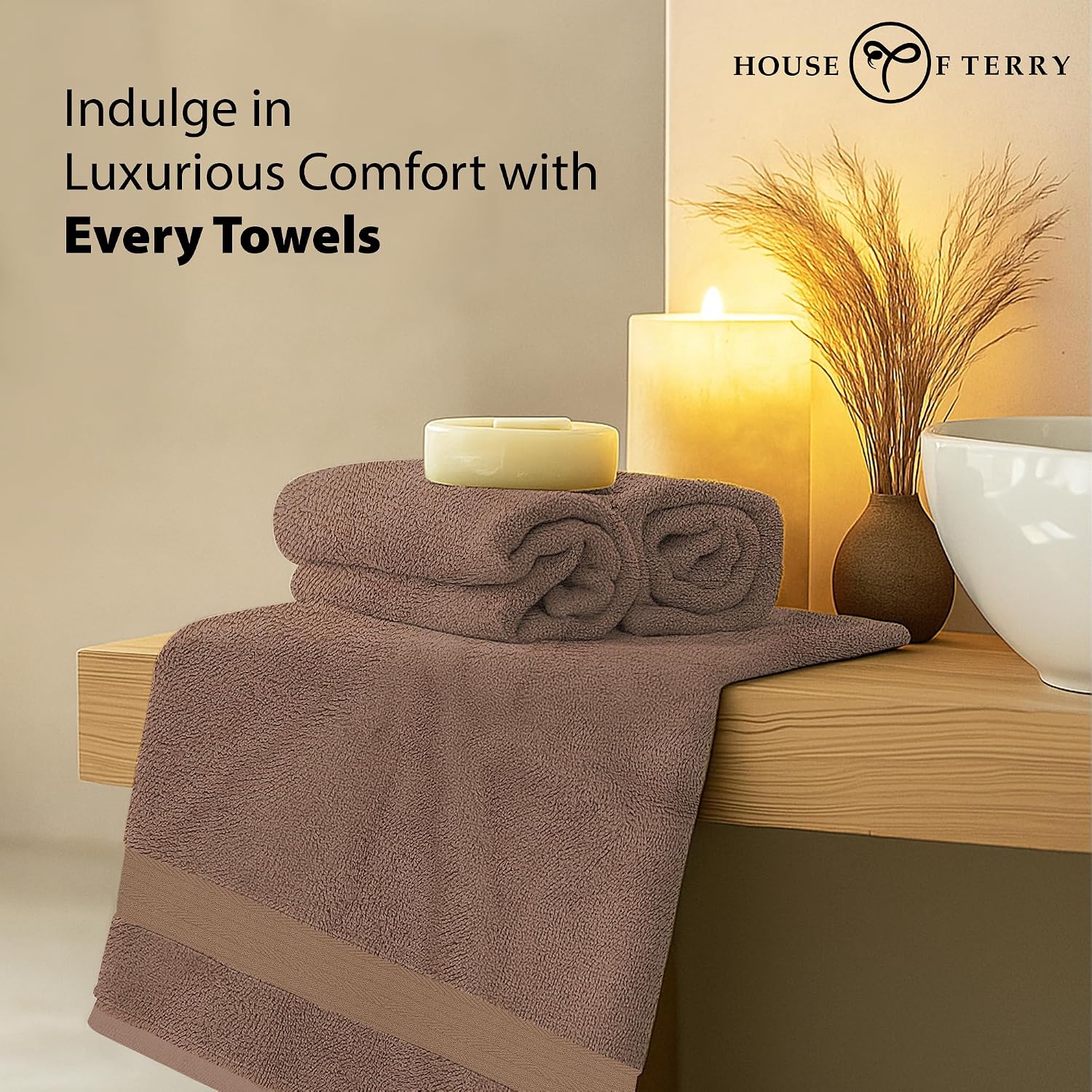 House Of Terry 100% Cotton Bath Towel 500 Gsm | Quick Dry, Soft & Absorbent, Fade-Resistant, Skin-Friendly, For Men & Women Towel (Brown)
