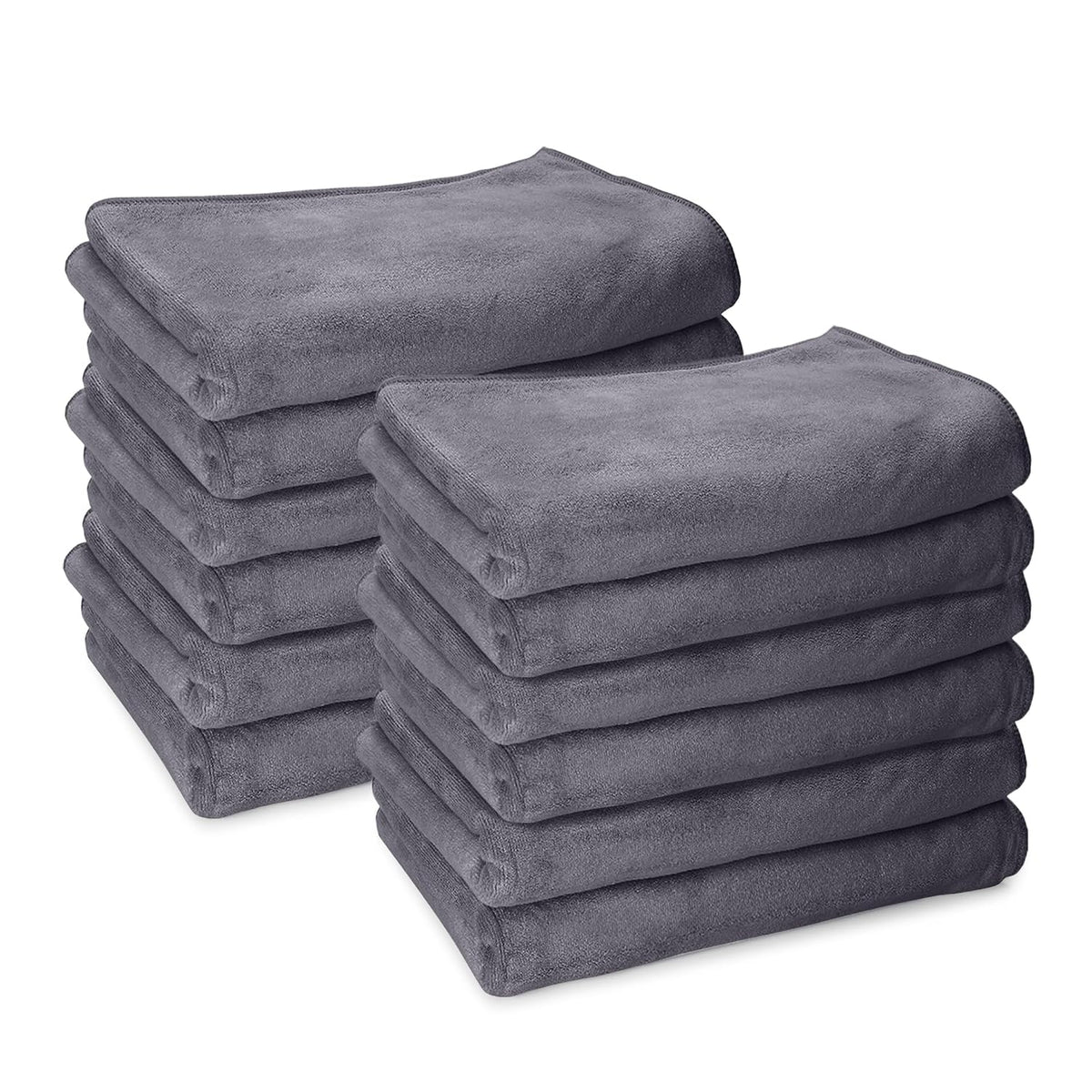 Housse Premium Microfiber Face Towel 1700 Gsm | Korean Beauty Ultra Absorbent, Odour-Free, Quick Dry Face Towel (Pack Of 12) - Steel Grey