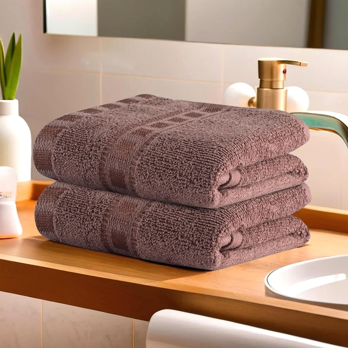 Kuber Industries Cotton Hand & Face Towels 200 Gsm | Easily Washable Workout Gym Napkins For Men | Pocket Towel - Brown (Pack Of 2)