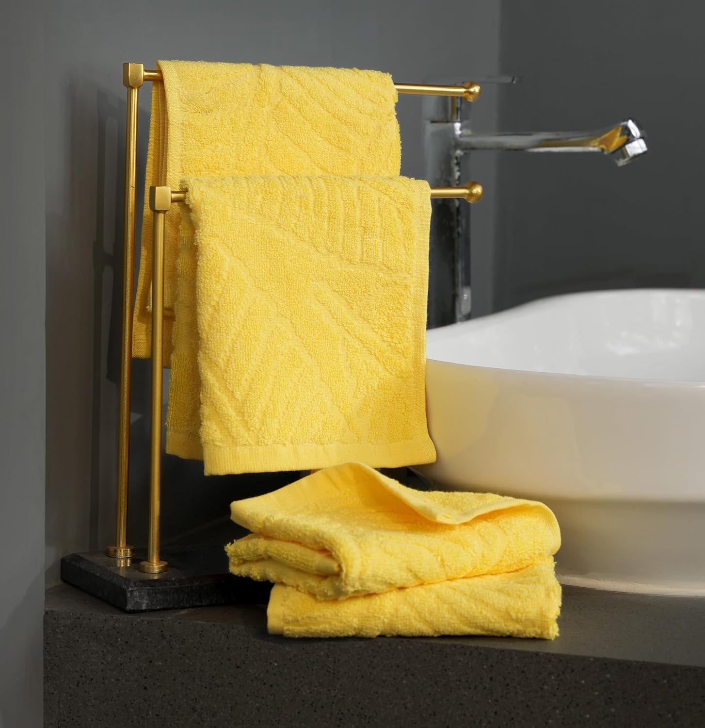 Musa Banana Face Towels 400 Gsm | Terry Face Towel With Free Bag | Super Soft & Ultra Absorbent Towels For Facewash (Golden Sunshine)- Set Of 4