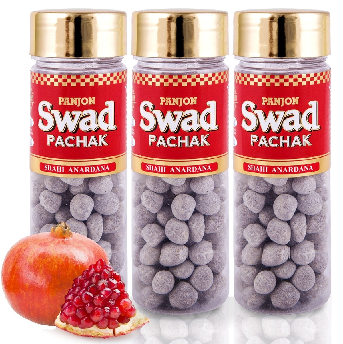 Panjon Swad Shahi Anardana Goli Mukhwas Pachak (100% Digestive Anar Mouth Freshener) 3 Bottles, 1170gm, (390gm *3)
