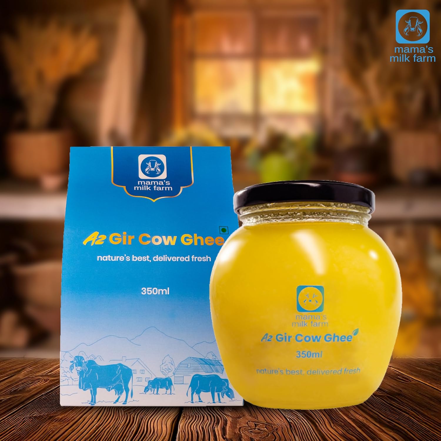 Pure Premium A2 Gir Cow Ghee By Mama'S Milk Farm | High In Protein Fiber Healthy Desi Ghee Perfect Choice For Everyday Cooking | 700ml (350ml * 2) | 23.6 Ounce | Jar Pack