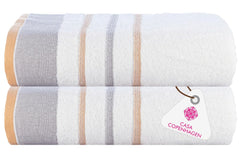 Casa Copenhagen Egyptian Cotton Exotic Hand Towel 400 Gsm (Light Grey / Beige)- 2 Pcs