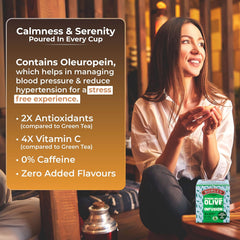 Borges Stress Relief Olive Leaf Infusion Tea - 10 Bags In Sealed Envelope | 2X Antioxidants Than Green Tea - With Goodness Of Basil | Caffeine Free, No Added Flavor