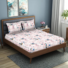 King Size 1 Double Bedsheet With 2 Pillow Covers - Size 108 X 108 Inches, Multicolor | Soft Feel Wrinkle Resistance | Durability & Comfort, Breathable