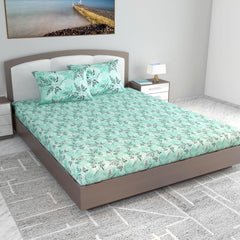 King Size Double Bedsheet With 2 Pillow Covers - 108 X 108 Inches, Aqua Mist | Ideal For Gifting Diwali, Dussehra - Soft & Smoothing Touch Bedsheet