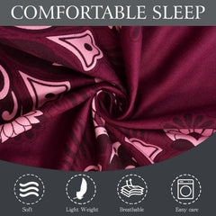 Microfiber Single Bedsheet Set With 1 Pillow Covers (60 X 90 Inches) Wine | Durable & Long-Lasting | 144 Thread Count | Wrinkle Free