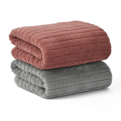 Urbanleaf Microfiber Large Bath Towel 644 Gsm | Quick Dry Super Absorbent Bath Towel For Men & Women | (Coral & Grey Stripe)