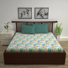 Soft Cotton Double Bedsheet With 2 Pillow Covers | 87 X 100 Inches, Multicolor - Soft & Breathable Fabric | Comfortable For Daily Use