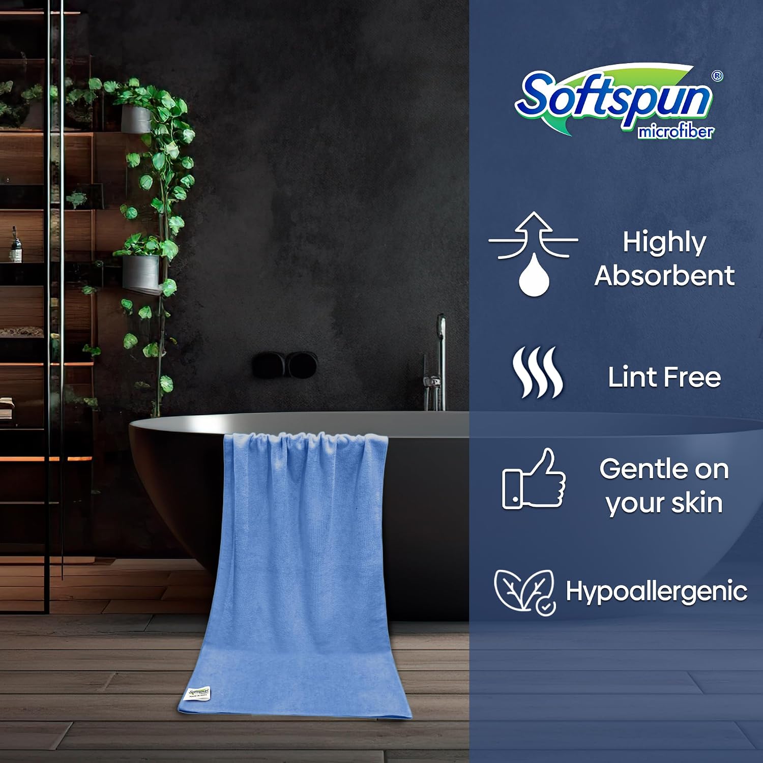Softspun Microfiber Hair & Face Care Bath Towel 221 Gsm | Ultra Absorbent Super Soft & Comfortable, Quick Drying For Men & Women Daily Use Large Size (Sky Blue)