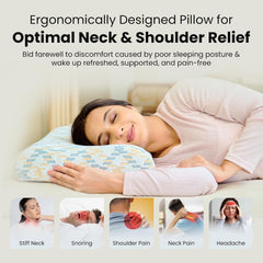 Cervical Pillow, Ventilated Cooling Gel Memory Foam Pillow, Mustard & Grey - Standard Size | Orthopedic Pillow Neck Support Pillow For Sleeping, Neck & Shoulder Pain, Long Lasting - Pack Of 1