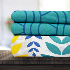 Soft Cotton Double Bedsheet For Queen Size With 2 Pillow Covers | 87 X 100 Inches, Blue & Yellow - Soft & Breathable Fabric | Comfortable For Daily Use