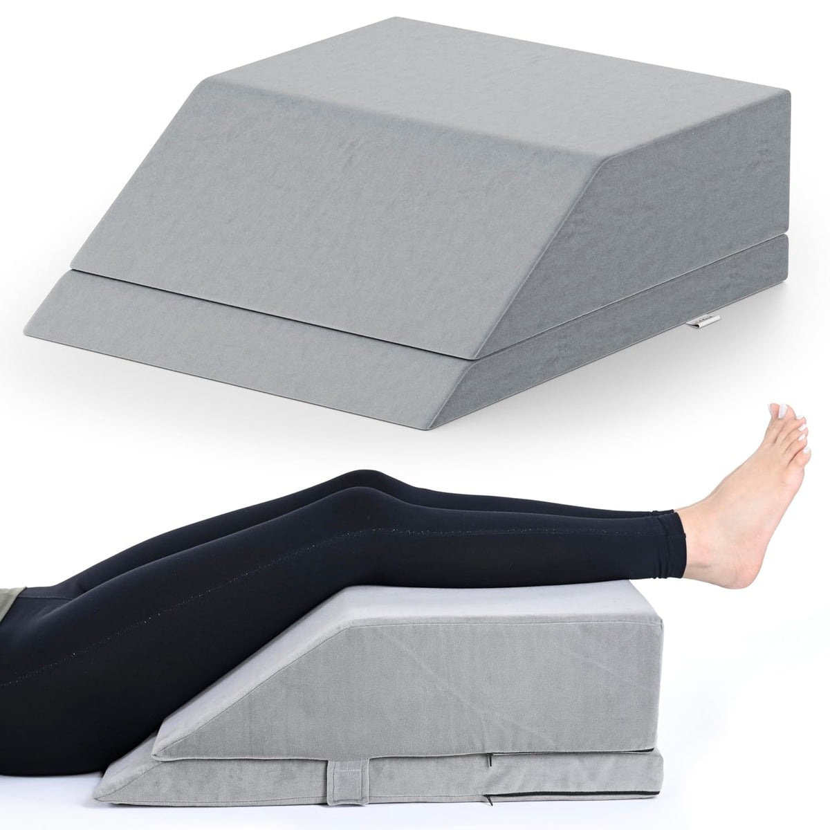 Leg Elevator Pillow, For Pain Relief, Grey, Size - 24 X 20 X 8 Inch | Relieves Leg, Hip & Knee Pain, Ideal For Post | Surgical Recovery - Relieves Discomfort Of Varicose Veins, Adjustable
