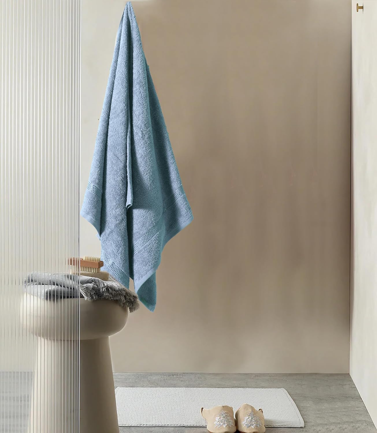Fash Home International Quick Dry Star Border Bath Towel 500 Gsm | Soft & Absorbent Solid Bath Towel Lightweight & Skin-Friendly Towel For Everyday Use (1 Pcs) - Deep Blue