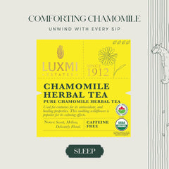 Luxmi Estates Chamomile Herbal Tea - 25gm, 0.8 Ounce | Stress Relief Bedtime Tea For Restful & Peaceful Sleep - USDA Organic Certified, Caffeine-Free Herbal Tea