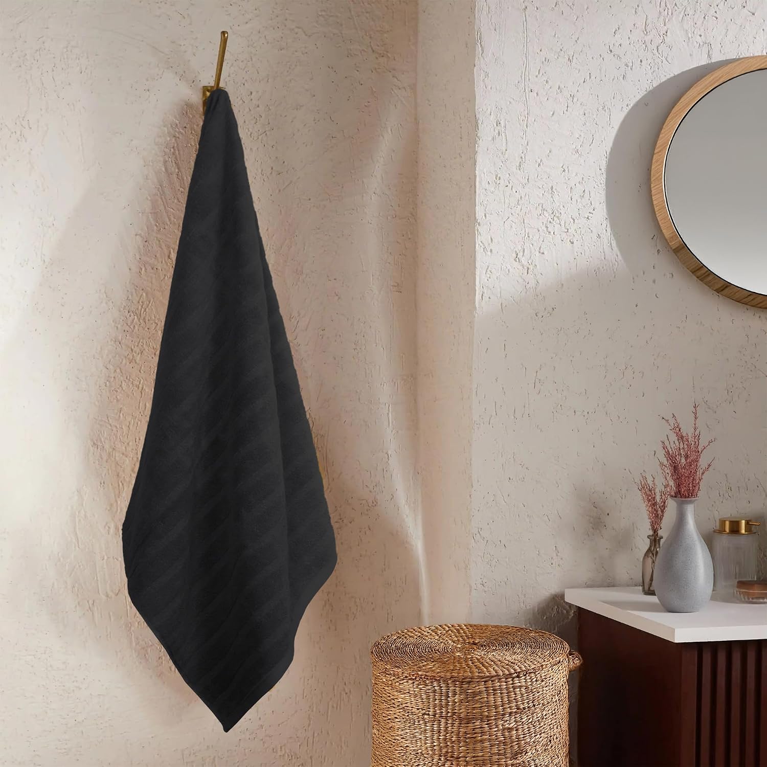 Mytrident Quick Dry 100% Cotton Bath Towel 450 Gsm (Black) - 1 Pcs