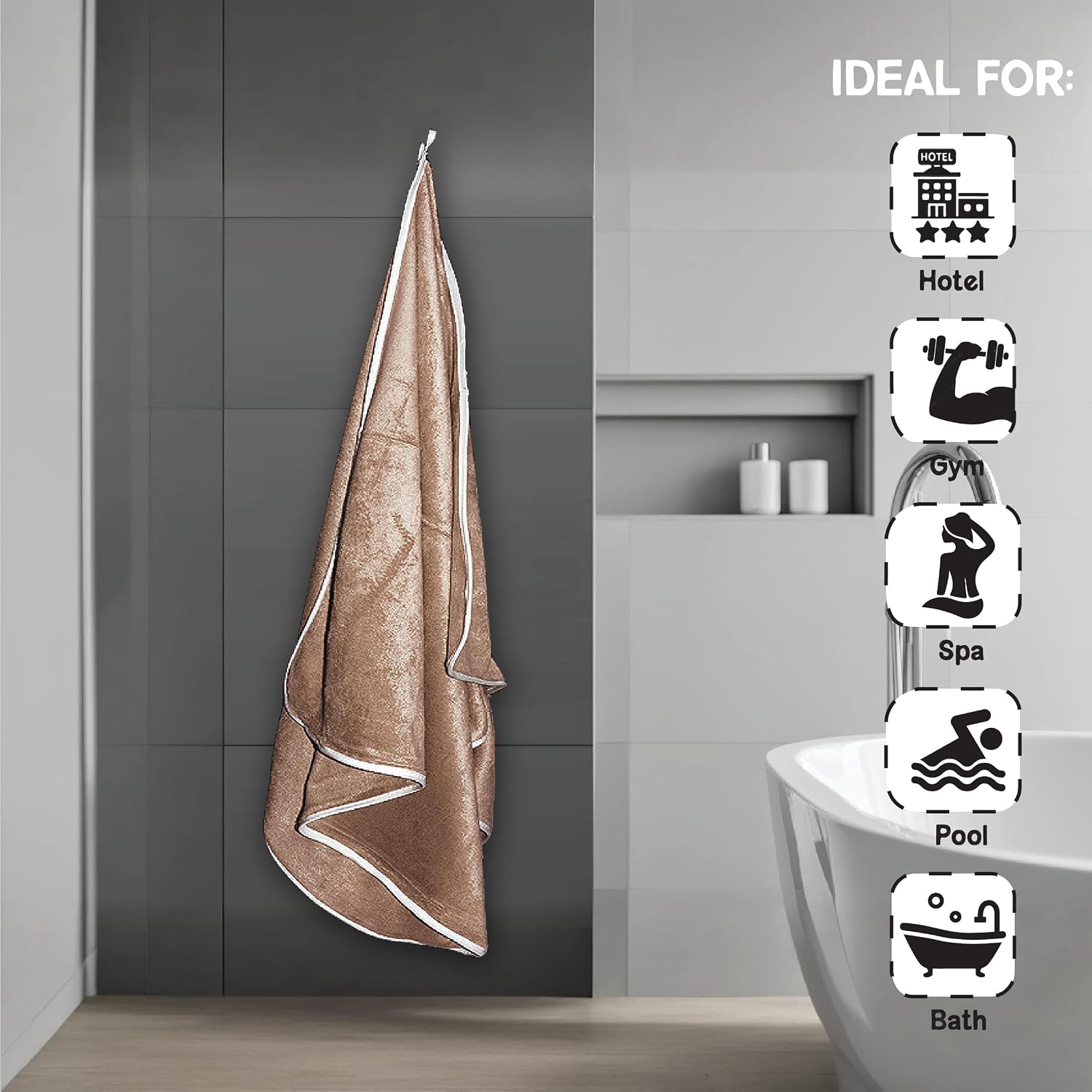 Housse Premium Soft Microfiber Embroidery Bath Towel 350 Gsm | Soft Absorbent Quick-Drying Sweat Towel (No Excuse - Brown)