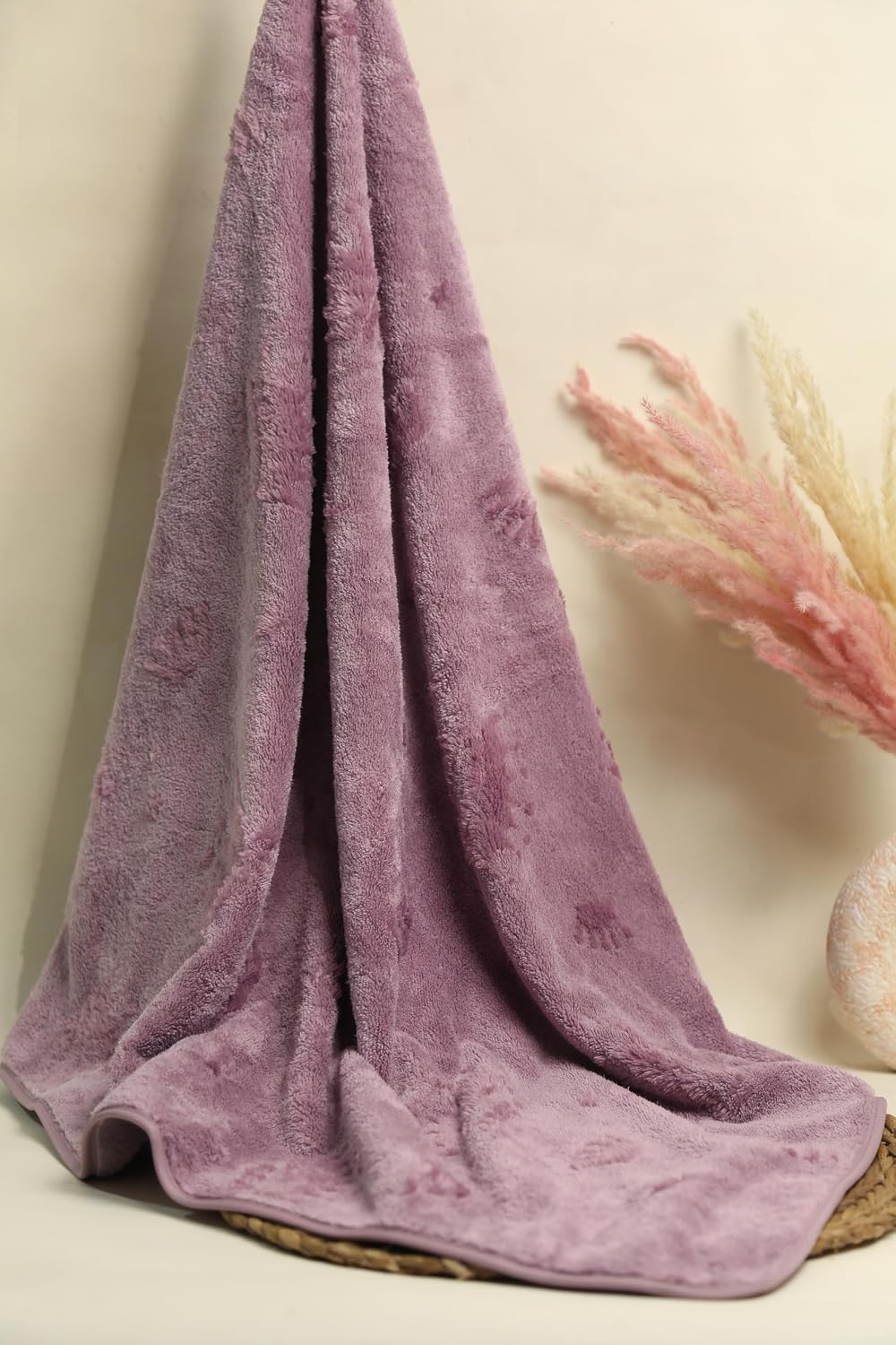 Hanker Embossed Microfiber Luxury Bath Towel 500 Gsm | Super Soft On Skin, Frizz Free Hair Post Wash (Purple Crown Pattern)