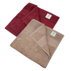 Mytrident Soft Comfort Air Rich 100% Cotton Bath Towel 1000 Gsm | Highly Absorbent Towels For Men & Women Bath Towel (Acorn & Wine Red) - 2 Pcs