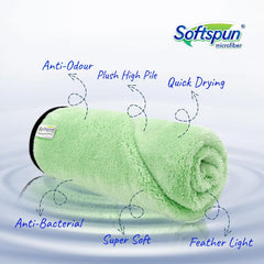 Softspun Microfiber Bath Towel 221 Gsm | Ultra Absorbent Super Soft & Comfortable Quick Drying For Men & Women Daily Use Extra Large Size Towel (Green)