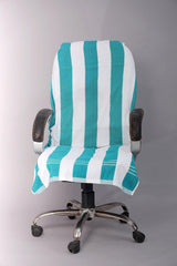 Roman Home Solid Large Luxury All Car Seats & All Office Chair Towel With Tie Knot & Elistick 450 Gsm - (Aqua Blue & White)
