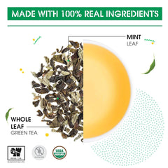 Teabox Mint Green Tea - 25 Pyramid Tea Bags | Exotic Blend Of Premium Green Tea & Real Peppermint Leaves - 100% Whole Leaf Tea | Low Caffeine, 0% Bitterness