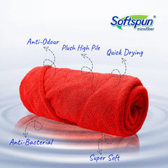 Softspun Microfiber Bath & Hair Care Towel 360 Gsm | Ultra Absorbent Super Soft & Comfortable Quick Drying For Men & Women Daily Use Extra Large Size Towel (Red)