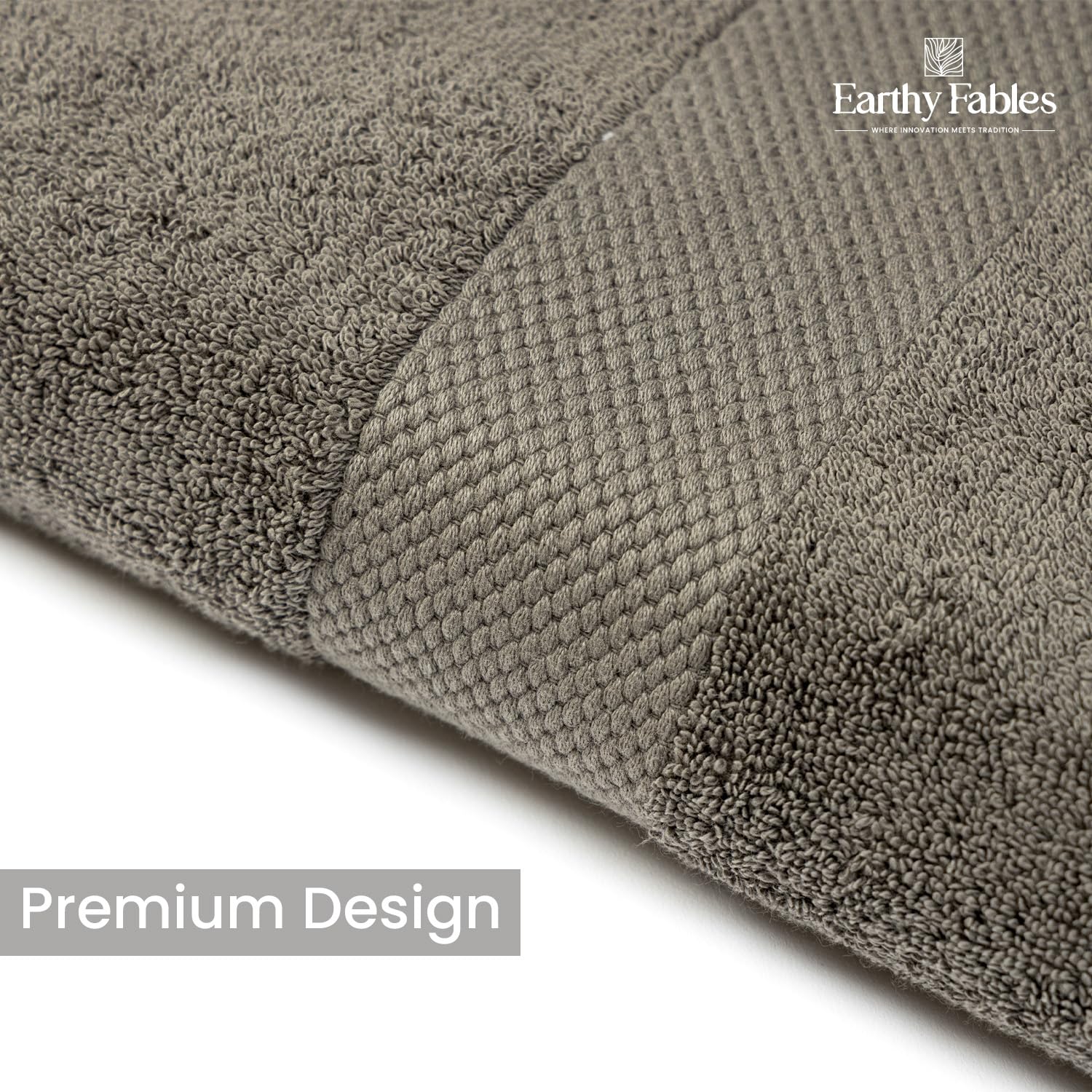 Earthy Fables Premium Hand Towels 600 Gsm | 100% Combed Cotton Ultra Soft Quick Dry & Highly Absorbent, For Home, Gym & Travel | Set Of 4 (Grey)