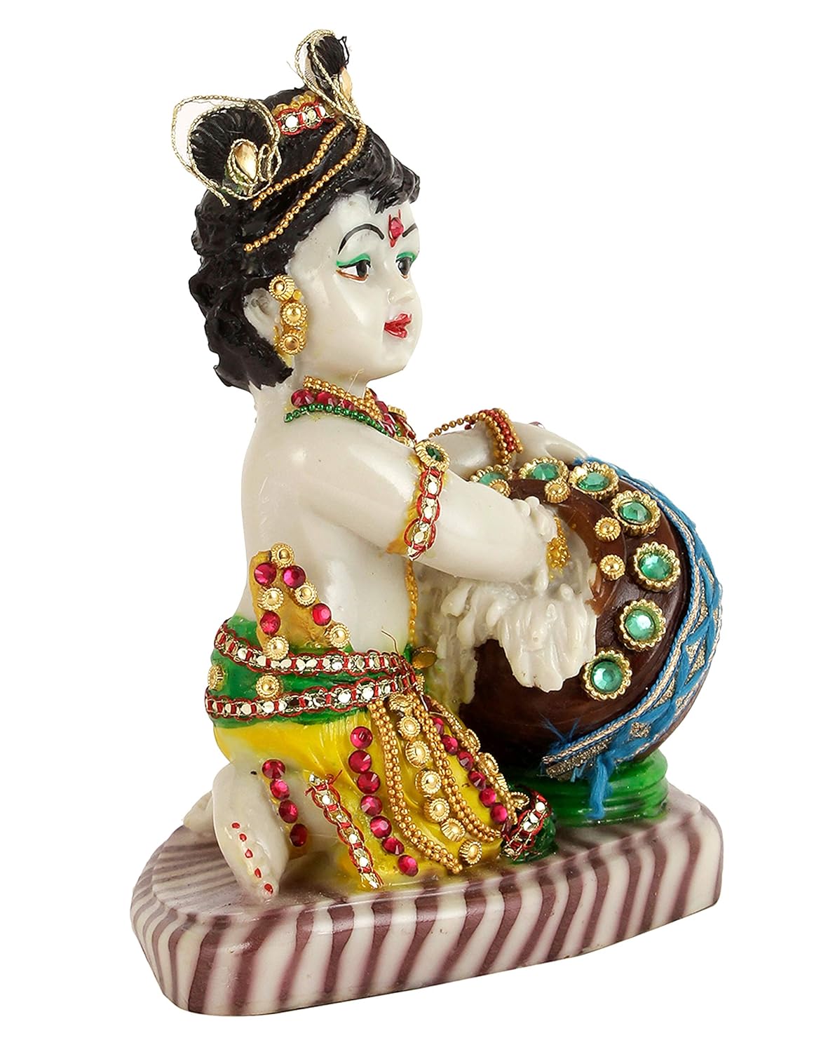 Lord Krishna Makhan Chor Idol, Figurine Showpiece - 19 X 15 X 9 Cm, Handmade Idol | Decoration Items For Home Décor, Living Room, Mandir, Temple, Pooja Room, Table Decorative Gifts