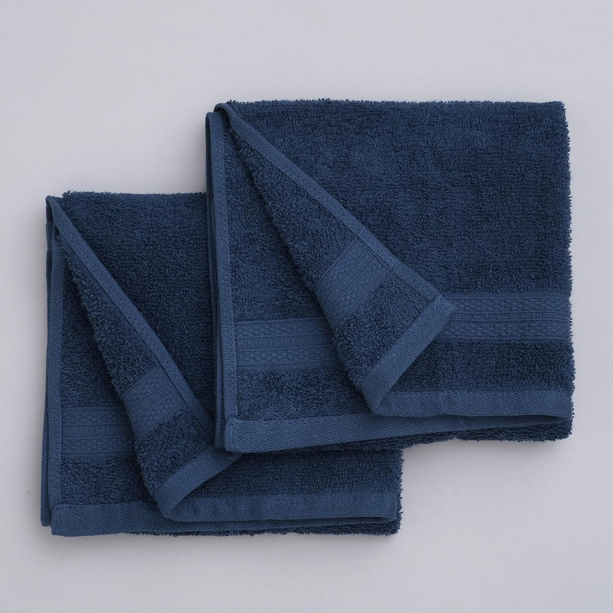Welspun 100% Cotton Easy Care Hand Towel 400 Gsm | Quick Dry Ultra Soft Hand Towel (Blue) - Pack Of 2