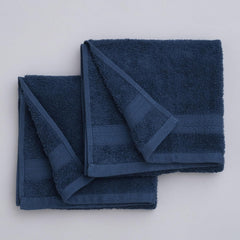 Welspun 100% Cotton Easy Care Hand Towel 400 Gsm | Quick Dry Ultra Soft Hand Towel (Blue) - Pack Of 2
