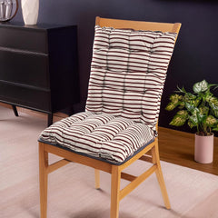 Long Comfortable Rocking Chair Cushion With Ties, Lining Printed - Maroon - 18 X 36 Inch | Back Rest & Seat Cushions Chair Pad, For Rocking Chairs | Cotton Cushion For Office & Home Use